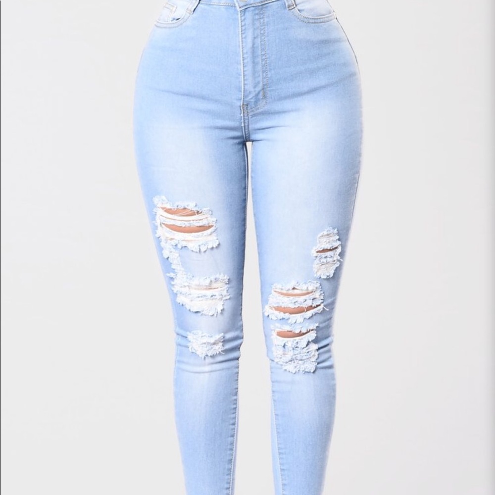 Fashion Nova Light Wash Ripped Jeans